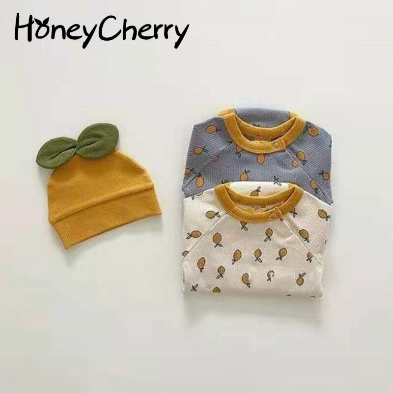 Vêtements -né printemps et automne bébé citron imprimer maison vêtements body bébé fille body