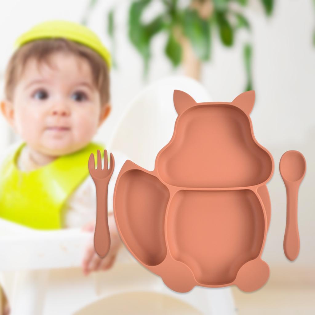 Vassoio da tavolo per alimenti per bambini diviso in plastica per bambini: arancia