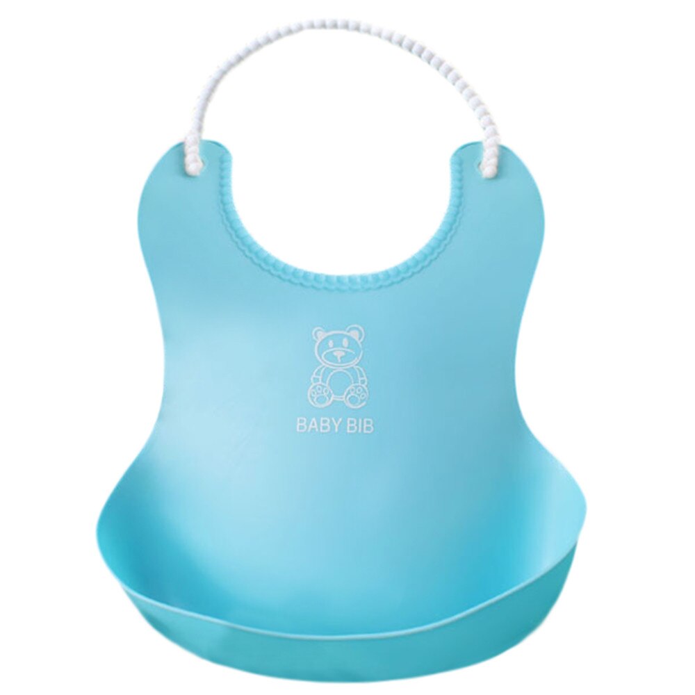 Baby Bibs For boys girls Polyester Silicone Waterproof Feeding Saliva Towel Detachable Waterproof Aprons Accessories: Light Blue