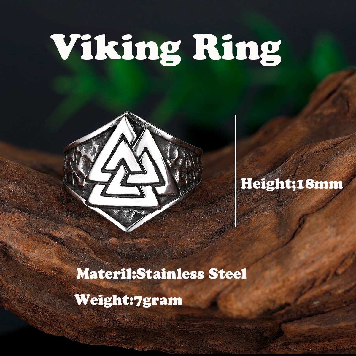 Sort Ring Med Morke Runer Vintage Gotisk main image 1