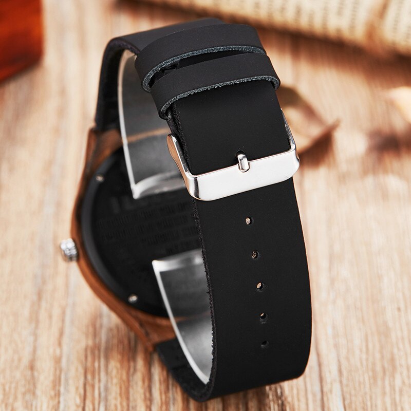 Wooden Watch To My Dear Son Wood Engraved Quartz Watch Men Bamboo Modern Wristwatches Nature Wood Leather