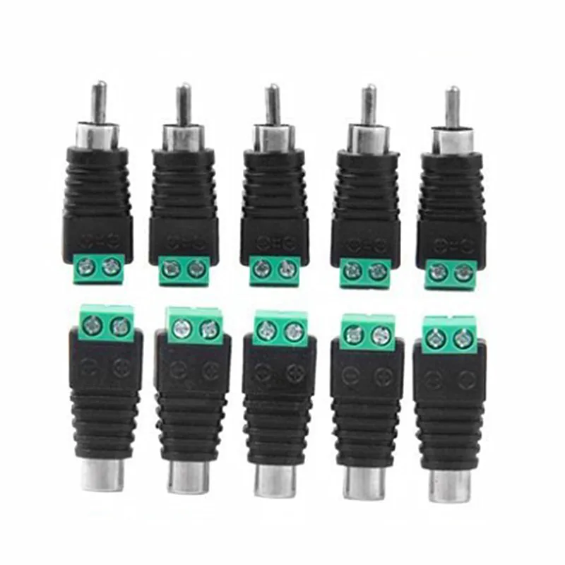 10 Uds bloque de terminales RCA CAT5 a cámara vídeo CCTV Balun RCA hembra o macho Jack AV conector de tornillo