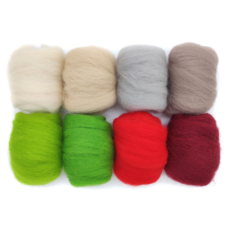8 Pack Needle Felting Wool Roving 10g x 8 Color Total 80g Merino Wool 70S (19 Microns) Eco-friendly Super Soft Natural: No. 8