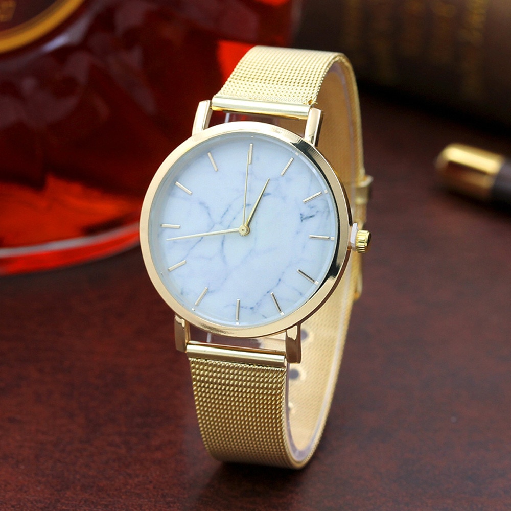 Mode Vrouwen Horloge Marmer Oppervlak Rvs Eenvoudige Mesh Dames Horloge Band Polshorloge Vrouwelijke Klok Montres Femmes