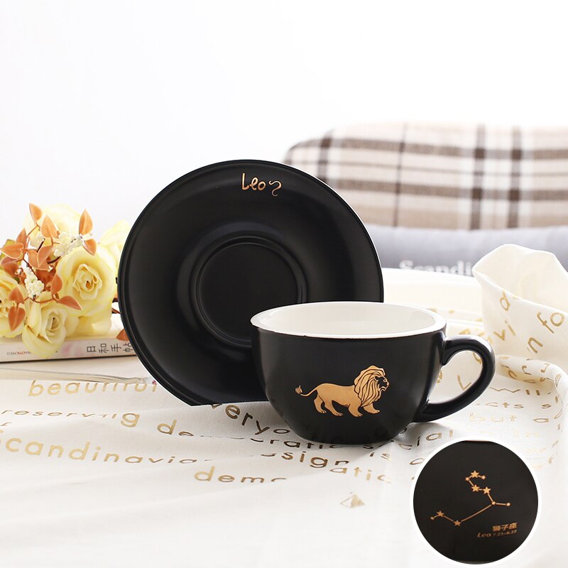 Black Ceramic Coffee Cup and Saucer Set Luxury Cappuccino Coffee Cup Set Filizanki Do Kawy Mug BD50CS: style6