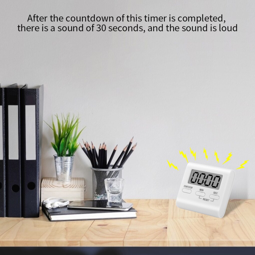 Digital Screen Kitchen Timer LCD Display Digital Timer Square Cooking Count Up Countdown Alarm Clock Sleep Stopwatch Clock