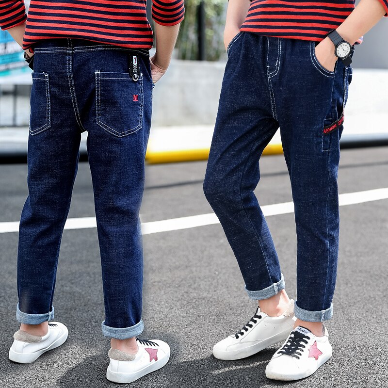 IENENS enfants bébé garçons jean vêtements Denim pantalons longs enfants garçon mince taille élastique pantalon vêtements: blue / 5T