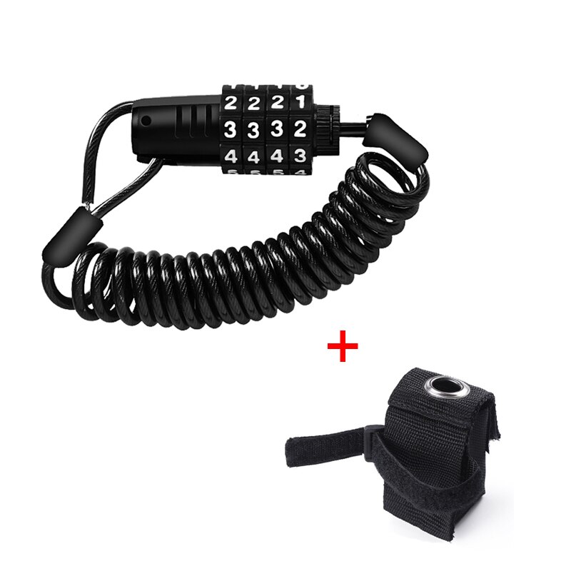 Bike Anti Theft Helmet 4 Digit Password Bicycle Lock For Scooter Motorcycles Cycling Safety Portable MTB Spring Cable Locks: 150cm New and Bag