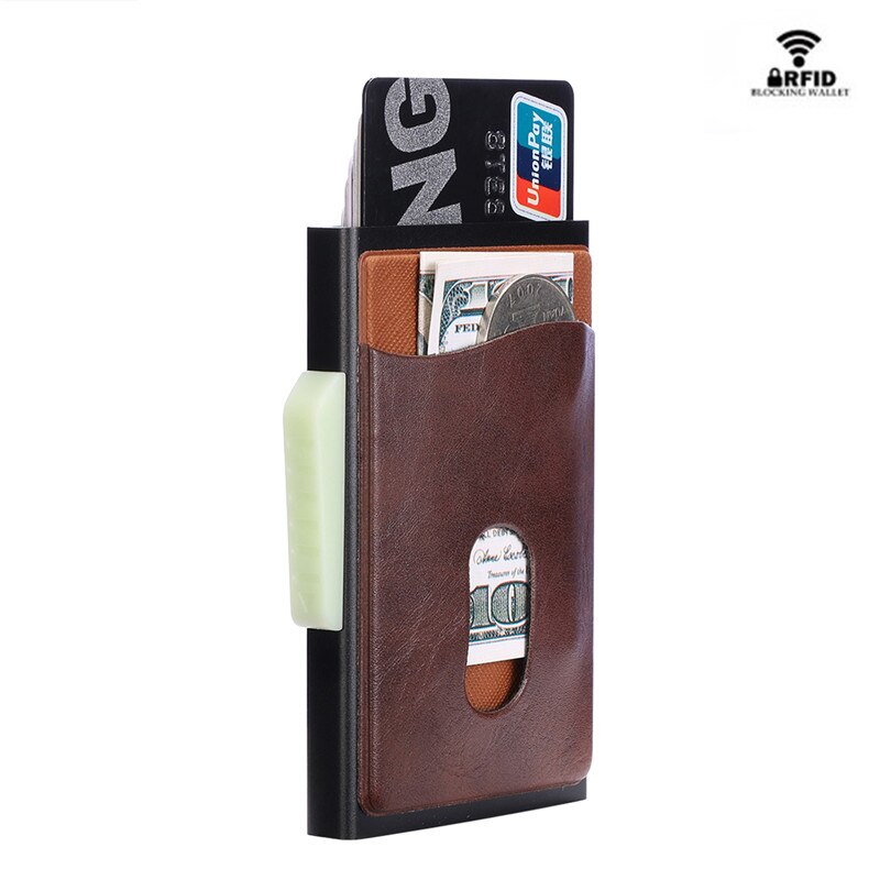 Bisi Goro RFID Credit Card Holder Women's Button Wallet Thin Purse Security Antitheft Blocking Package Cases Men For Cards Box