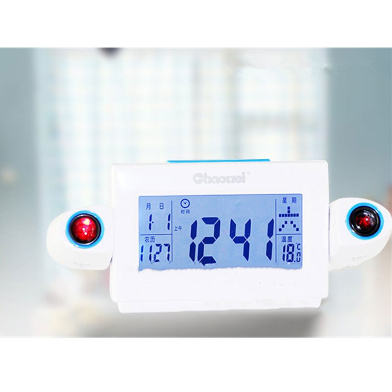 Electronic Alarm Clock LCD Display Snooze Alarm Clock LED Backlight Bell Timer Projection Digital Alarm for Bedroom