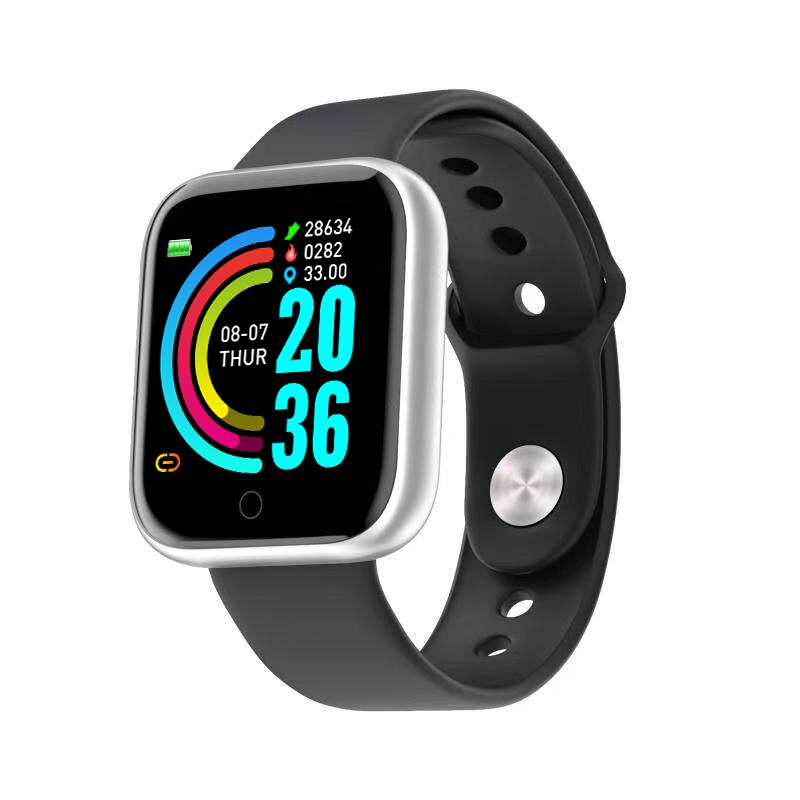 Y68 bluetooth kvinder sport smartwatch mænd vandtæt smart ur pulsmåler smart android relogio fitness tracker: Y68 sølv