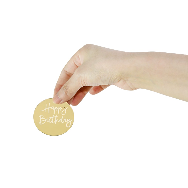 10pcs Gold Silver Happy Birthday Cupcake Topper Dessert Cake Decorations Acrylic Rose Gold Circle Cake Topper for Birthday Party