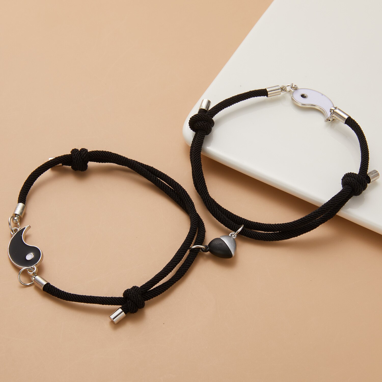 Pulsera magnética para pareja, brazalete de cuerda con nudo arcoíris LGBT, joyería para tarjetas de deseos, 2 unids/set por juego: 6