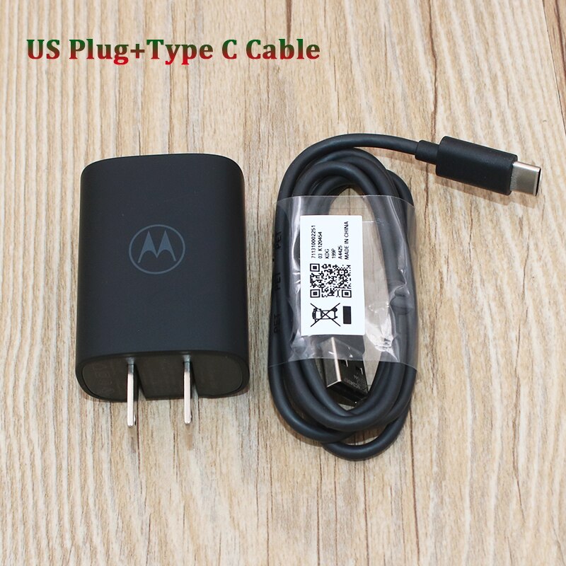 Motorola 12V 1,5 A Ladegerät Schnell Lade Turbo Power 18W Adapter Micro/Typ C Kabel Für Moto rand X30 S30 razr E5 G5 G7 Plus P50: US Add Type C