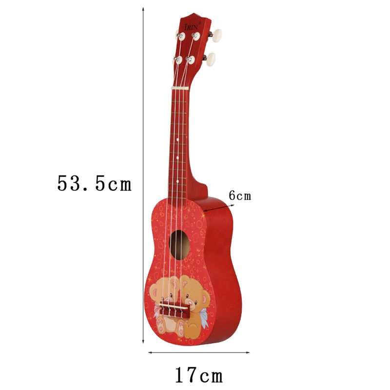 Irin 21 Inch 15 Frets Sopraan Ukulele Uke 4 Nylon Snaren Gitaar Patroon Universele Akoestische Instrument Rood