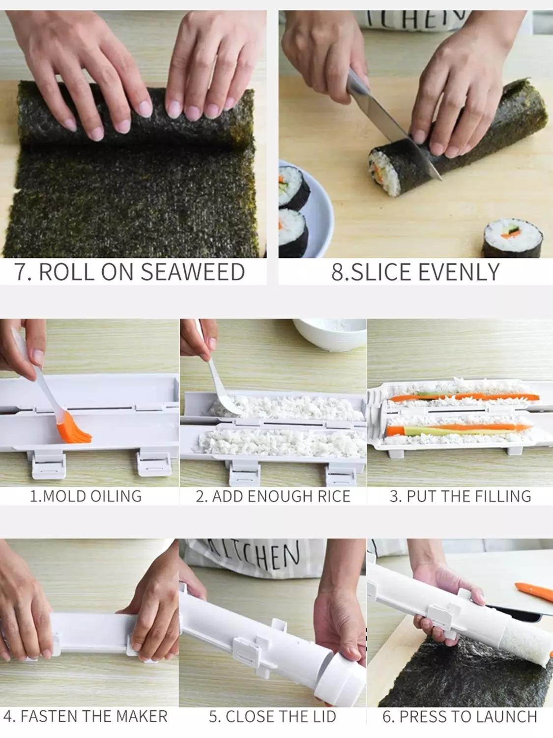 Sushi Maker Roller Rice Mold Vegetable Meat Rolling Gadgets DIY Sushi Device Making Machine Kitchen Ware Bazooka