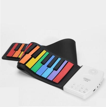 Beiens bærbare 49 nøkler digitalt tastatur opprullende piano silikon elektrisk håndpiano til låve leketøy musikkinstrumenter: Fargerik