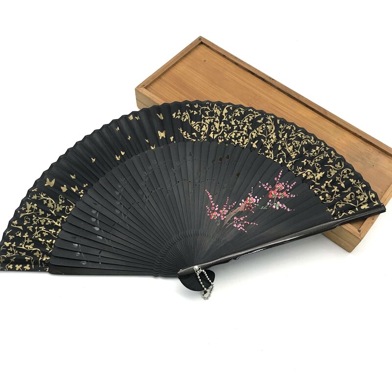 1 stk japansk silke sakura maleri foldevifte med taske kvast bryllup til gæstefest