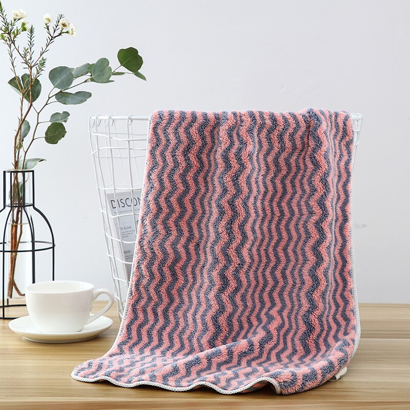 Toalla de microfibra de rayas onduladas para niños y adultos, toalla de baño de secado rápido, supersuave y absorbente, grande