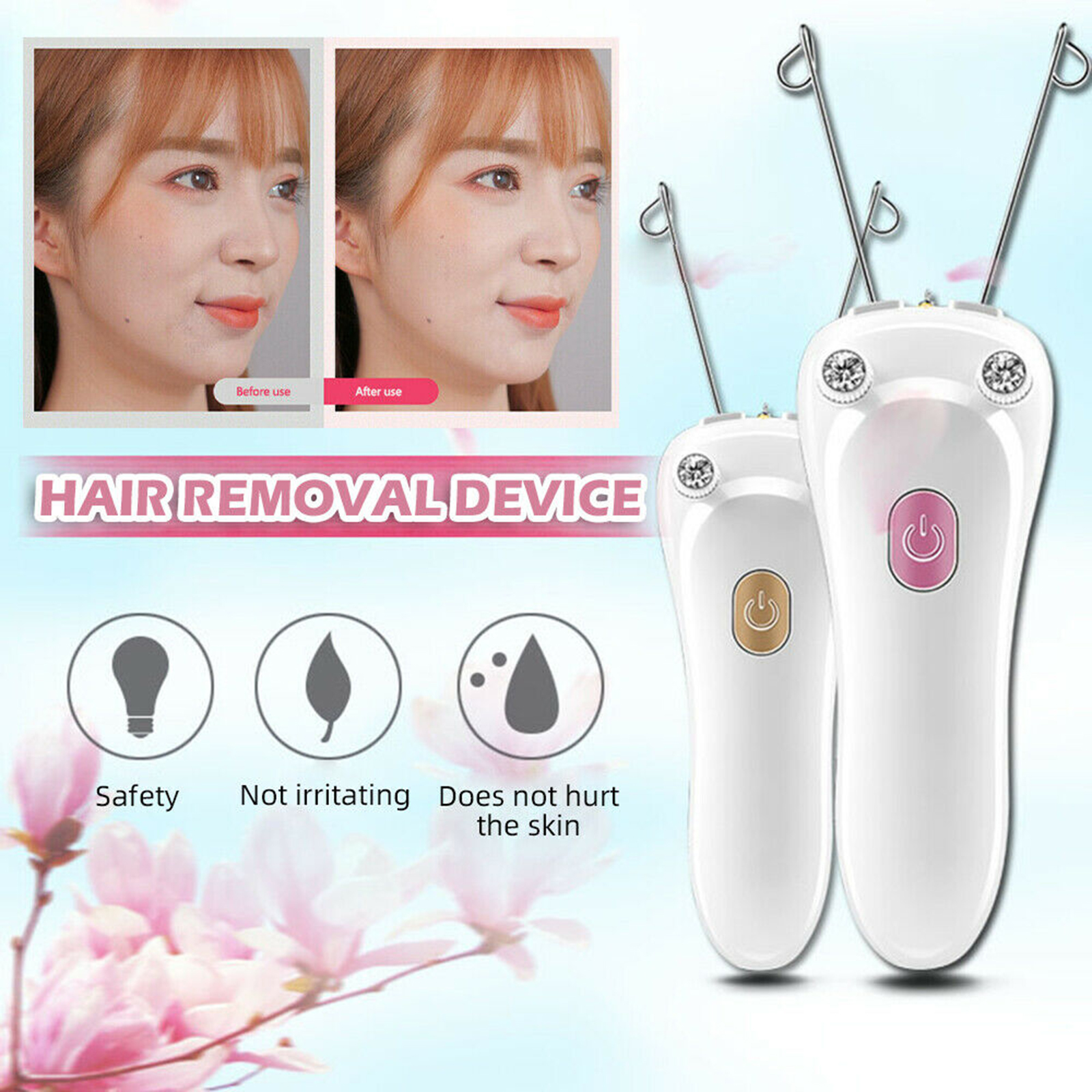USB Electrolysis Eyebrow Face Body Threader Hair Shaver Electric Threading Charging Cordless Touch Switch Beauty Instrument