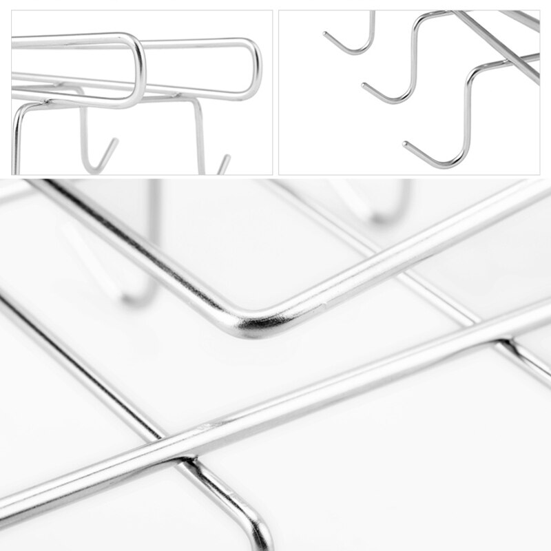 10 Hooks Stainless Steel Wardrobe Hanger Coffee Mug Cup Holder Drainer Kitchen Wine Glass Storage Rack Cupboard Hanging Shelf