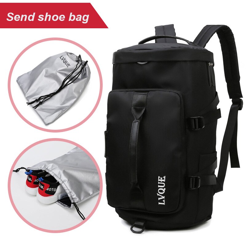 School Backpack Gym Travel Bag for Women Men Camping Outdoor SPorts Shoulder Bag With Shoes Pocket Fitness Training Bag XA221A: Black