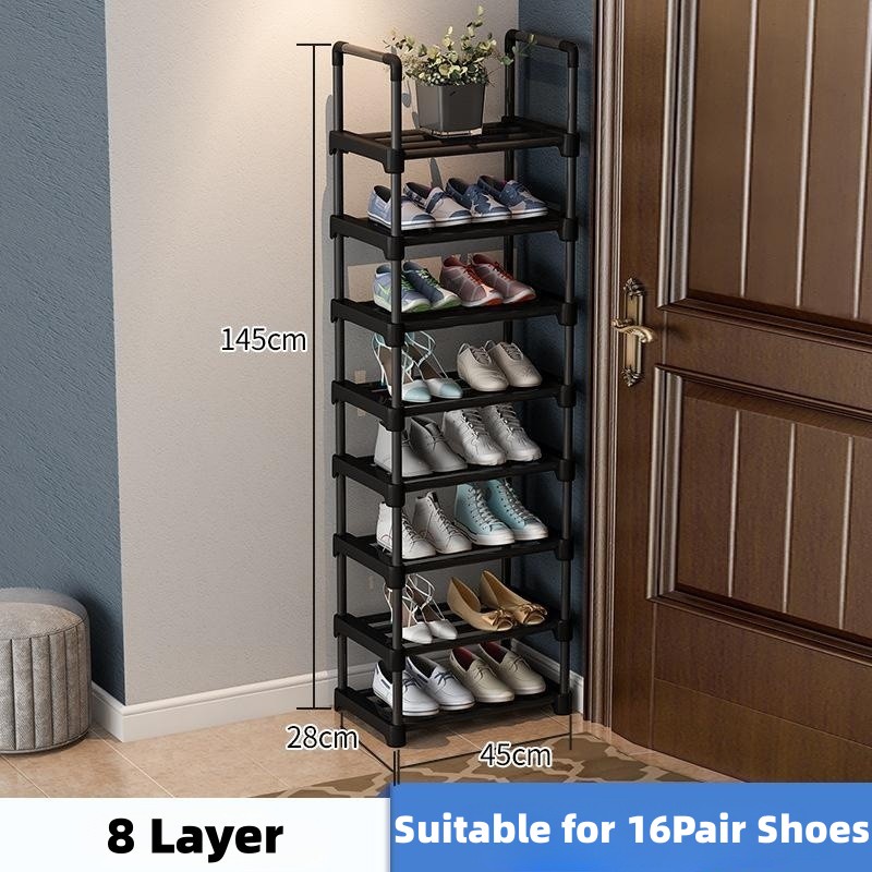 Multi-Layer Simple Shoe Rack Diy Assembled Footwear Living Room Space Saving Shoes Organizer Stand Holder Black Shoecase Shelf