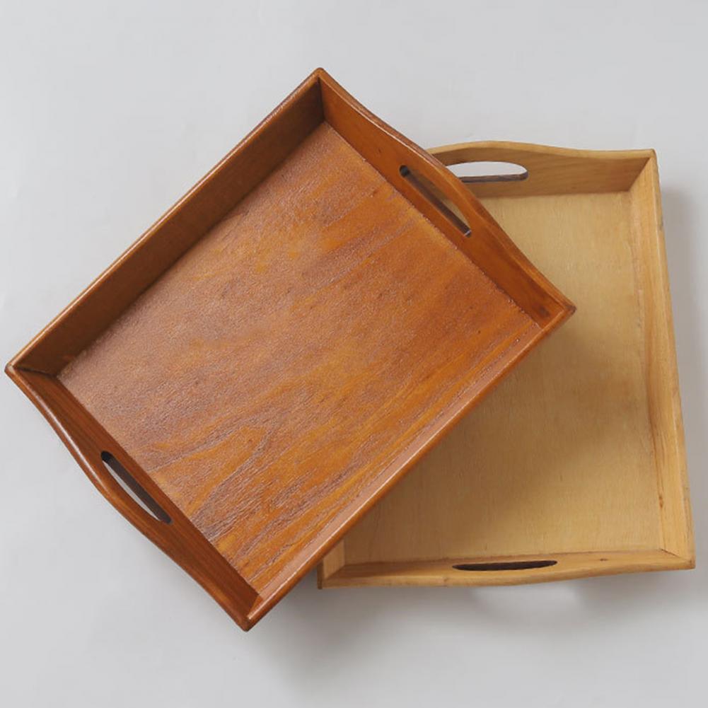 Retro Wooden Rectangular Serving Tray Fruit Food Snack Plate Kitchen Supplies