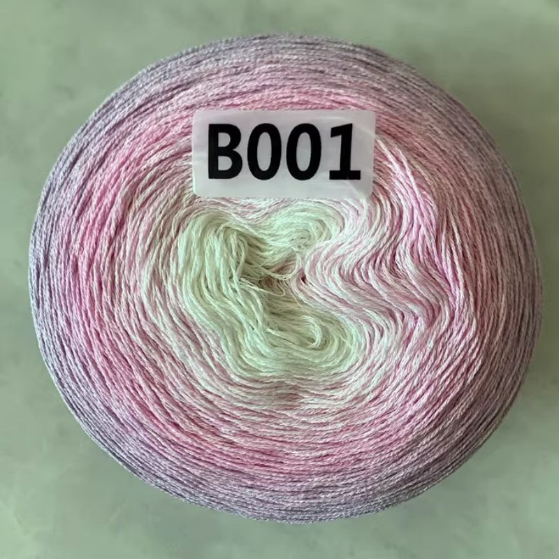 Ovillo de algodón y lino para Tartas, hilo degradado 8 # de encaje Macaron, línea de gelatina de 4 hebras, sección larga teñida, chal de ganchillo, TJ20263, 300G por bola