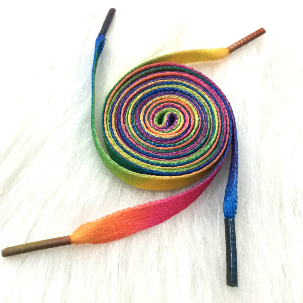 1 paar Bunte Schnürsenkel Regenbogen Gradienten Druck Flache Leinwand Schuh Spitze Schuhe lässig Chromatische Farbe Schnürsenkel 80CM/100CM/120CM BC-1