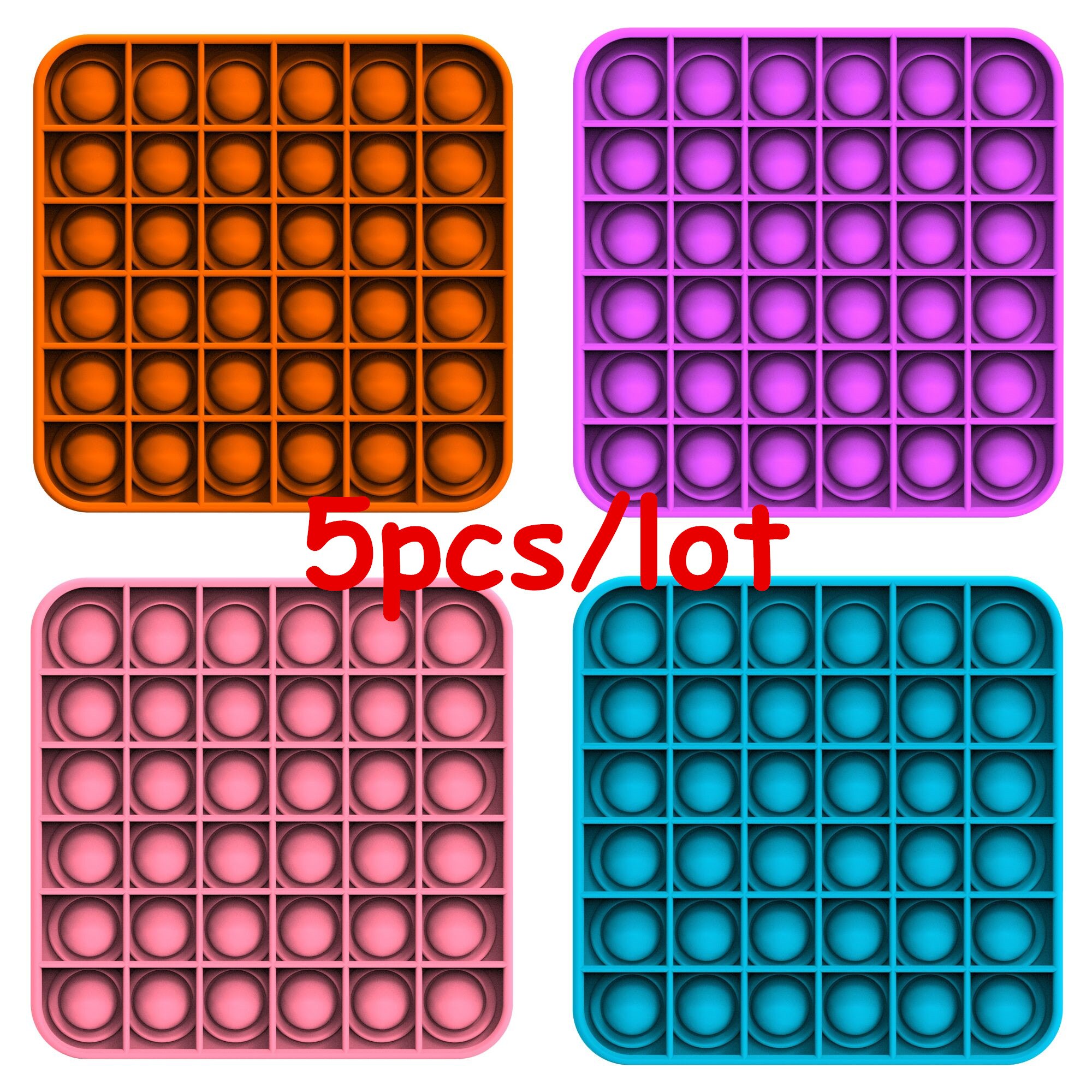 5Pcs/Lot Push Bubble Fidget Sensory Popsit Special Needs Stress Reliever Figet Toys Popit Stress Soft Squeeze Toy: Fang 5pcs