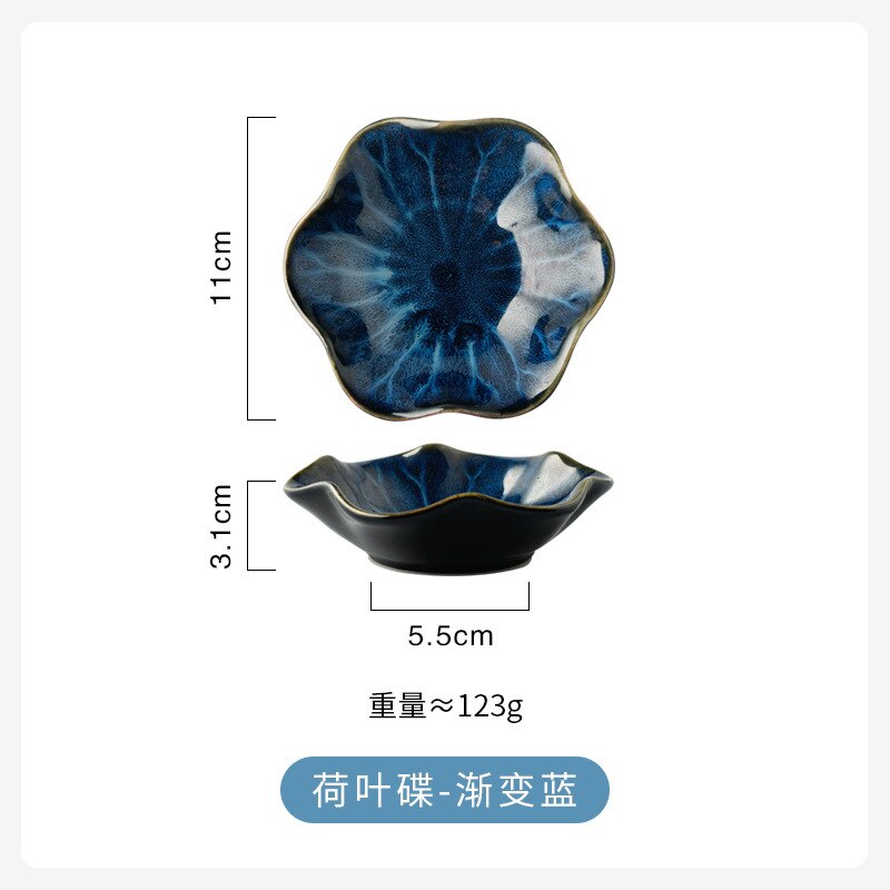 1pc små keramiske tallerkener porcelænsovn glaseret blomst form sauce fad japansk stil pickled dip serveringsfade: -en