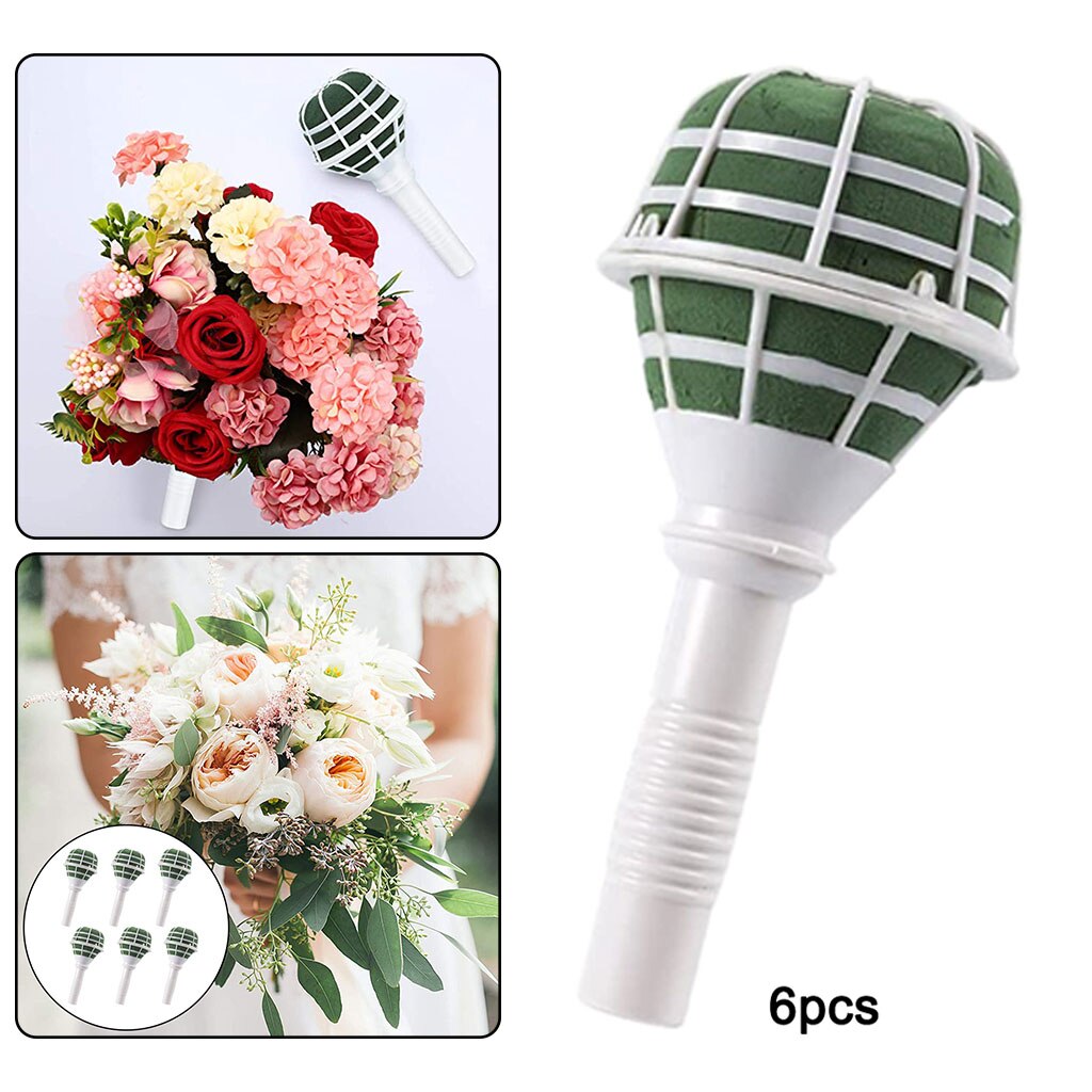 6pcs Bouquet Holder, Bridal Handle Floral Handle for Flower Arrangement, Wedding