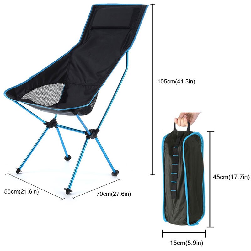 Bærbar camping udendørs sæde sammenfoldelig fiskestol letvægts have ultralightextended vandrestole bbq strandstol med taske