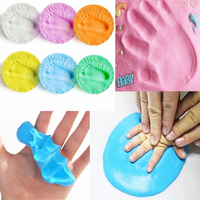 Baby Footprint Handprint Soft Modeling Clay Air Drying Play Light Clay Slime Toys Polymer Plasticine Imprint Kit DIY childen toy