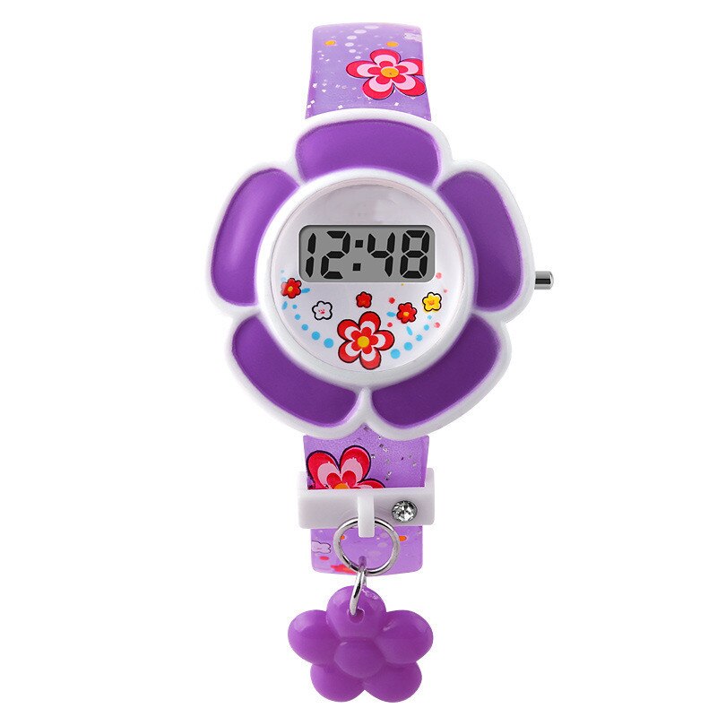 Mode Kinderen Horloges Bloem Leuke Kinderen Horloges Cartoon Siliconen Digitale Horloge Voor Jongens Meisjes Horloges Party: Purple