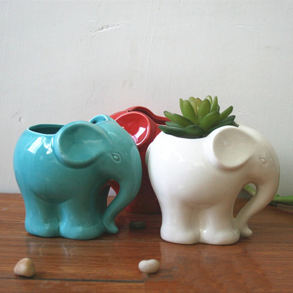 Animaux en forme de Pot de fleur en céramique éléphant Succulent planteur Cactus plantes succulentes fleur mignon Pot de fleur décoration de bureau