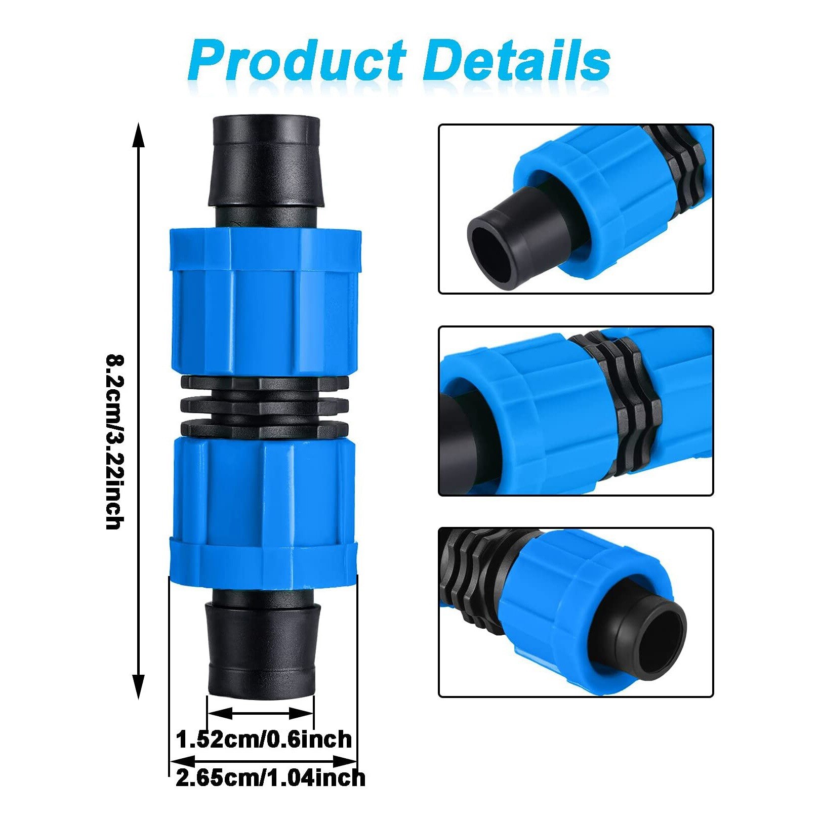 12 Pcs Drip Irrigation Couplings, 1/2 Inch Universal Connector Drip Tubing Fittings, Compatible with 16-17 mm Drip Tape