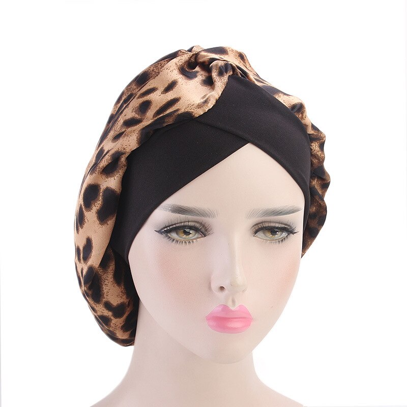 1pc Nightcap Long Hair Soft Smooth Adjustable Wide Side Nightcap Sleeping Cap Rubber Sleeping Cap for Home Salon