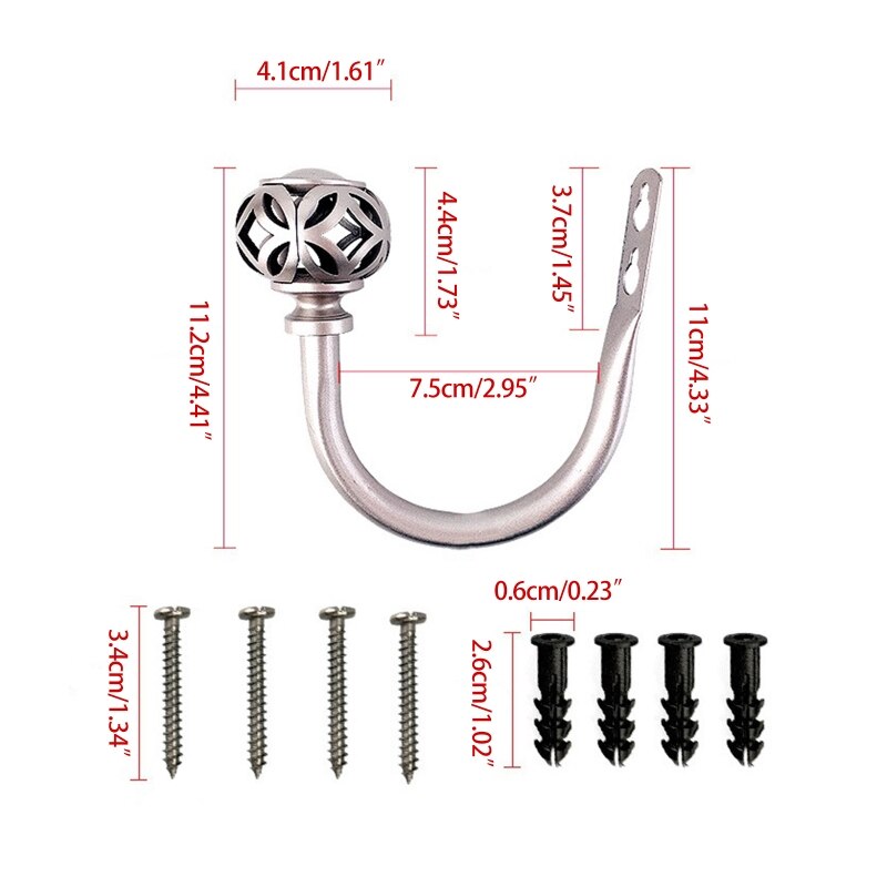 2 Pcs Decorative Curtain Drapery Holdback Metal Window Drapery Holder Wall Mounted Drapery Tiebacks with Screws Durable