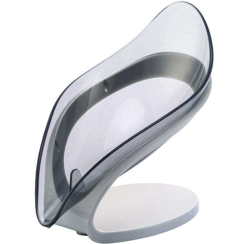 Suporte de sabonete em forma de folha, porta sabonete para banheiro, com ventosa, suporte de esponja e sabonete, para cozinha e banheiro: Upgraded Grey