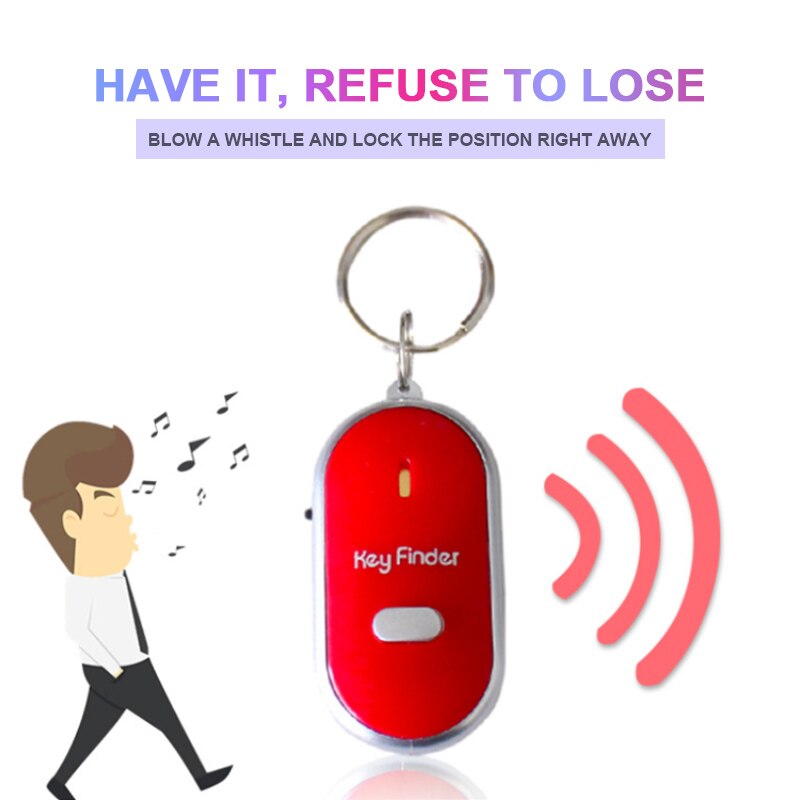Mini Anti-lost LED Whistle Key Finder Keychain Key Ring Flashing Beeping Remote Anti-lost Alarm Tracker Child Wallet Key Finder