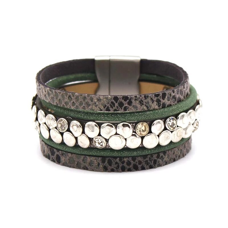 D &Ampere; D Kristall Strass Leder Armbänder Armreif Für Frauen Punk Charme Armbinde Weibliche Manschette Schmuck: 3