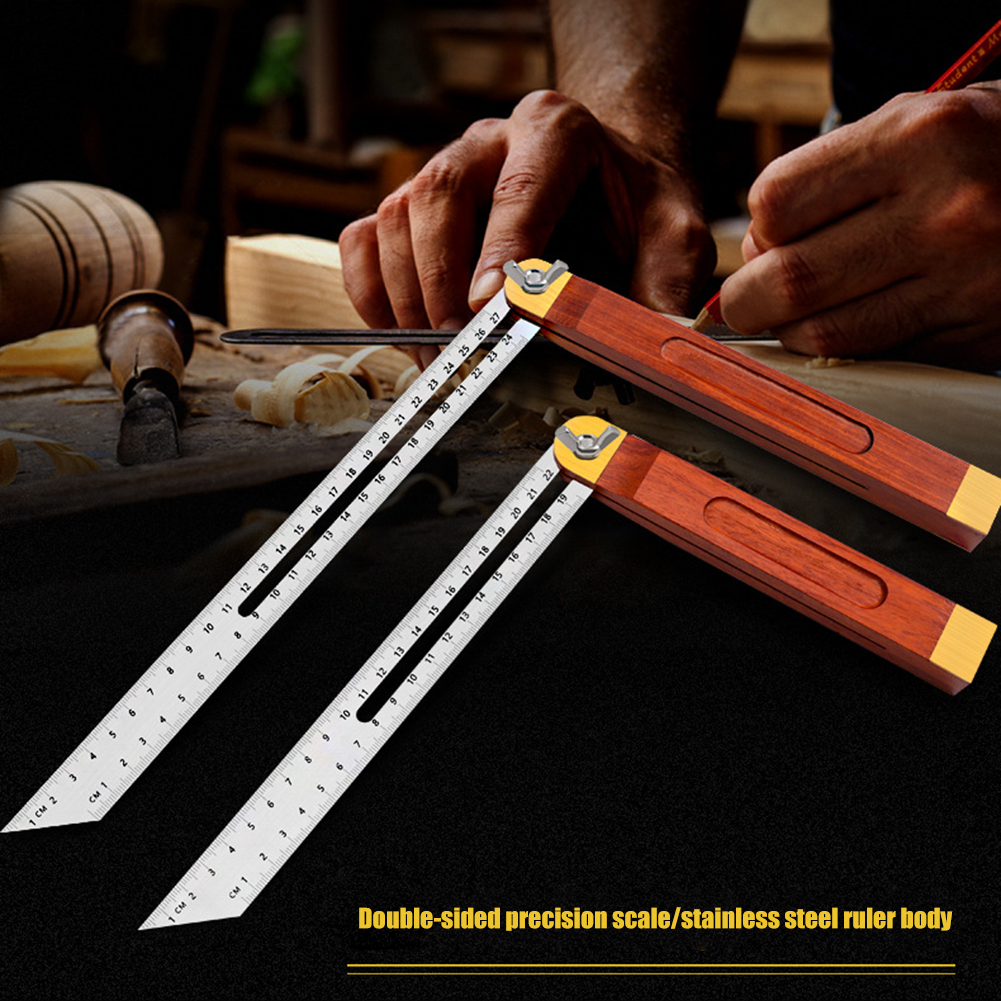 Angle Rulers Gauges Tri Square Sliding T-Bevel with Wooden Handle Level Measuring Tool Wooden Marking Gauge Protractor