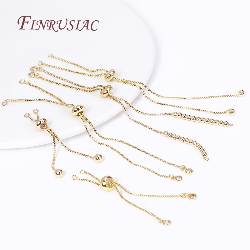 Componente de pulsera de cadena de caja chapada en oro de 18 quilates con cuentas de inserción de silicona para collar DIY, accesorios para hacer joyas al por mayor