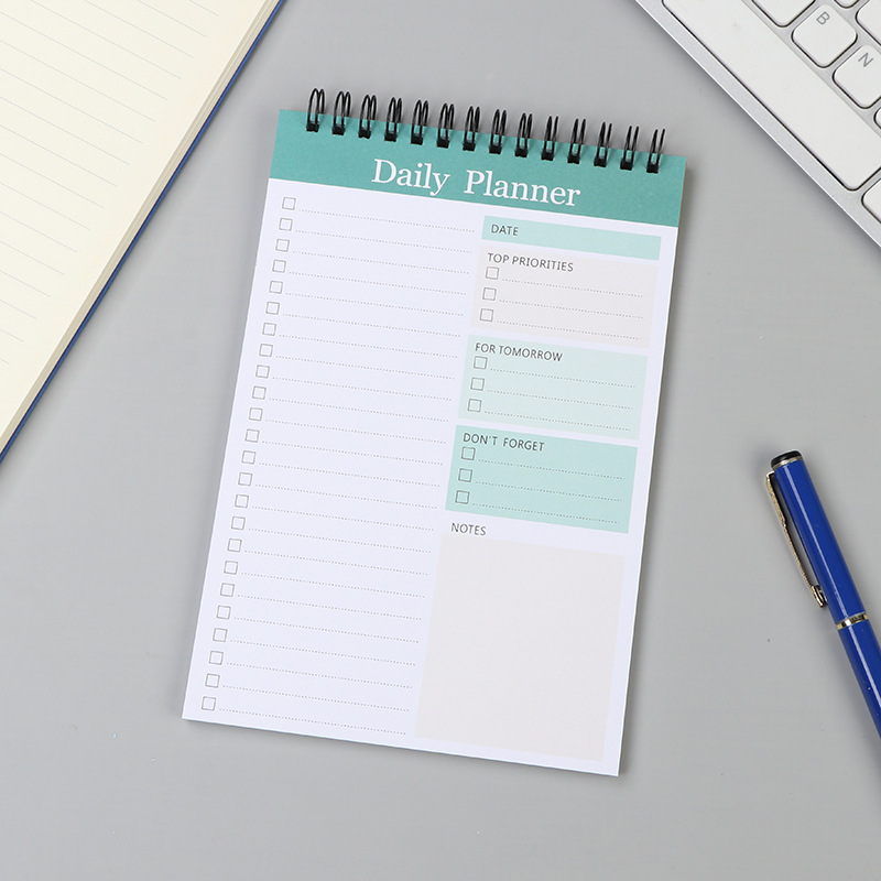 52 vellen ongedateerde takenlijst notitieboekje spiraal notitieblok dagelijkse planning uurplanning notitieboekje schoolbenodigdheden briefpapier: green