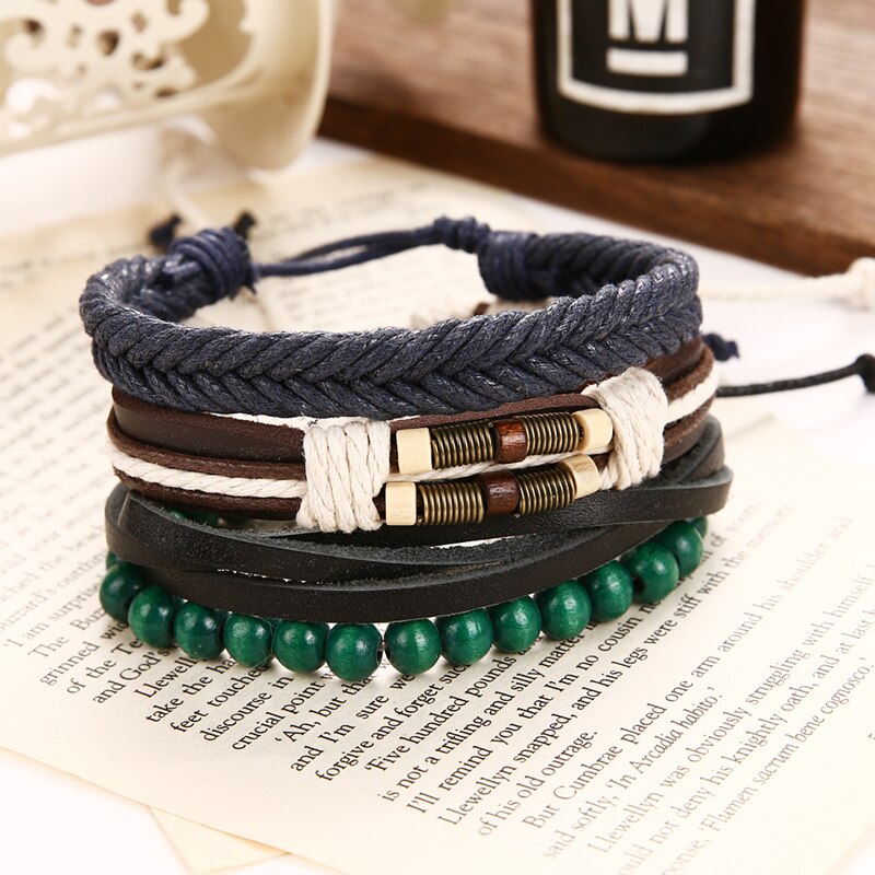 Daxi herr armband för herr berlocker armband pärlband armband tillbehör flätat läder armband herr smycken: Ifs 00699