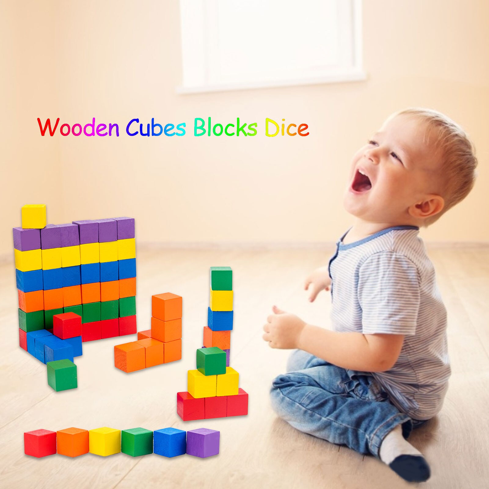 78 Pcs Colorful Wooden Cubes Dice Blocks Kids Math Learning Fun Early Educational Toys For Children