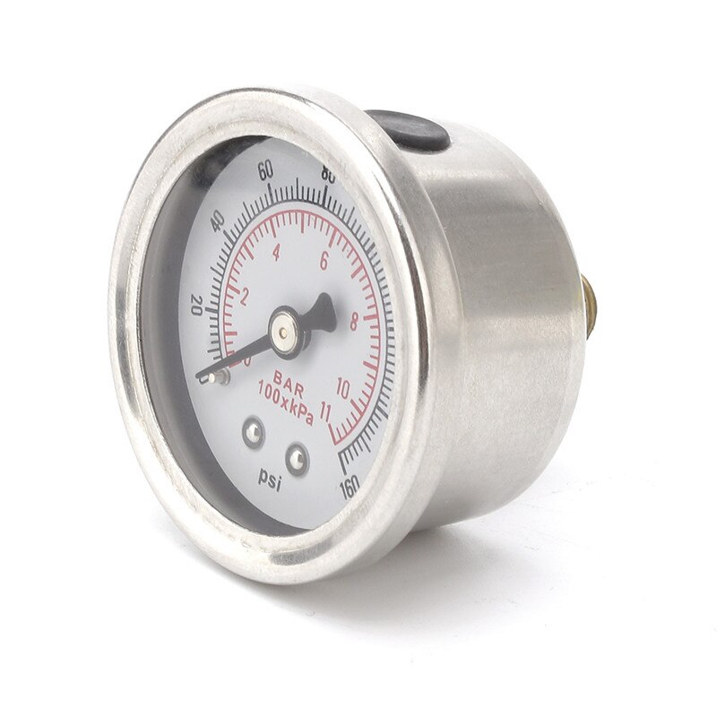 Fuel Pressure Gauge Liquid 0-160 psi Oil Press Gauge Fuel Gauge White Face Universal 1/8 NPT
