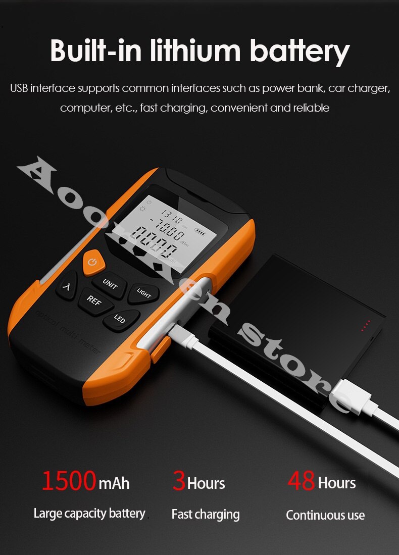 Multifunction Optical Power Meter Visual Fault Locator Network Cable Test Optical Fiber Tester Pen VFL USB Charging